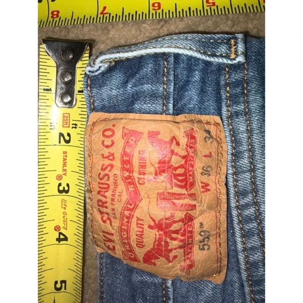 Levis 559 Relaxed Straight Leg Jeans Mens 36x34 Blue‎ Pants Medium Wash T01-33